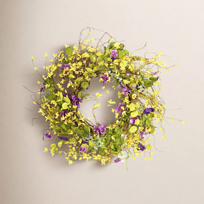 26" Handcrafted Pansy No Holiday Wreath