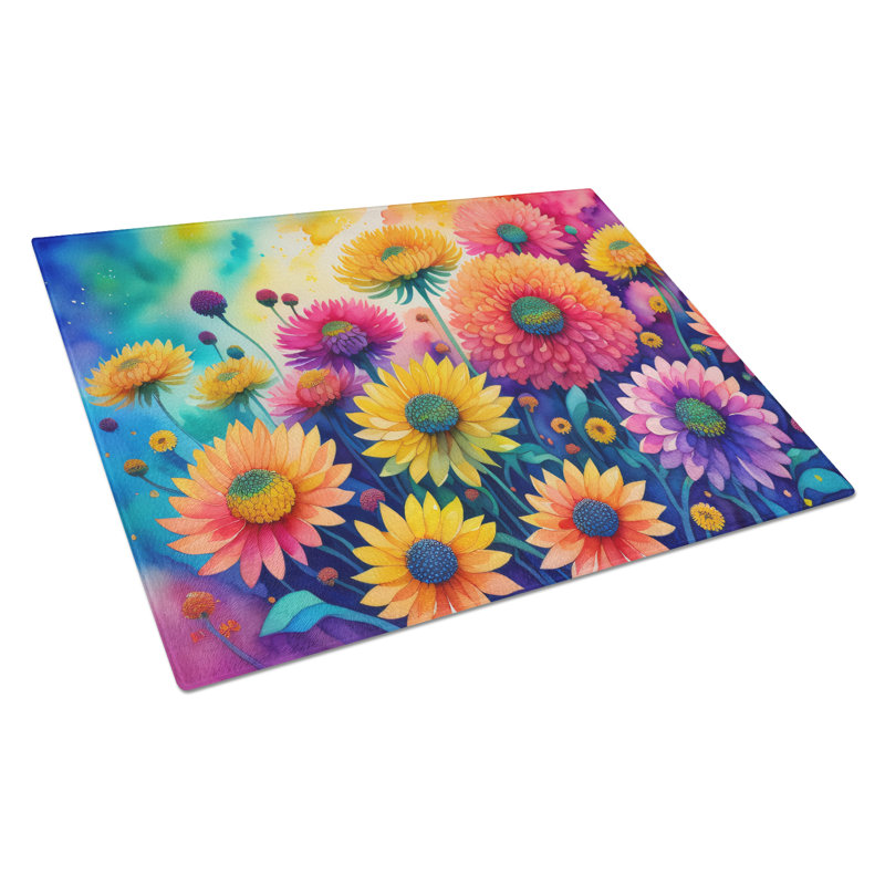 Grande planche à découper en verre Chrysanthemums