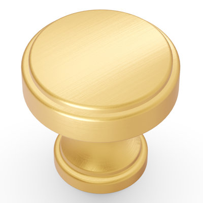 Poignée ronde de la collection Brownstone - Poignée d'armoire de 1-1 / 4 po de diamètre en laiton doré brossé - Quincaillerie transitionnelle pour tiroirs et armoires