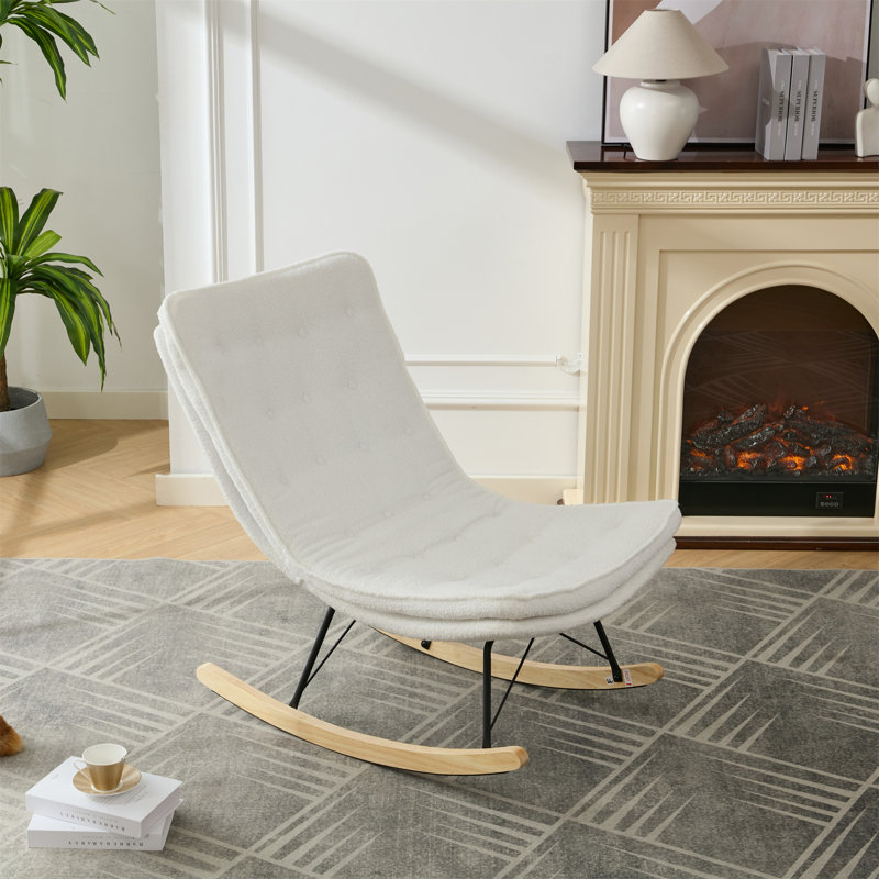 Chaise berçante Lazy, fauteuil de détente confortable à dossier large, Blanc