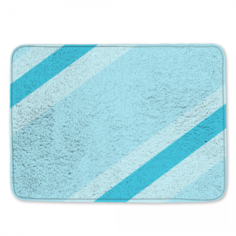 Tapis de bain diagonal à rayures bleues, 34in W x 21in L