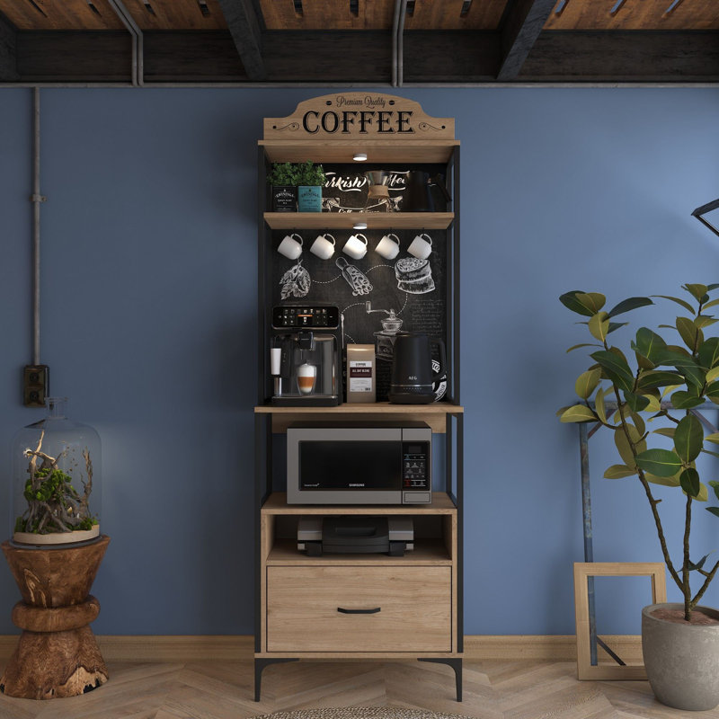 Versatile Multi-Purpose Cabinet, Walnut Finish, 27.6 x 81.3 x 15.7 inches | 100% Melamine Coated E1 Quality Chipboard | Features Numerous Shelves, Wall-Mountable, & 1 Drawer | Modern Industrial Design for Efficient Storage