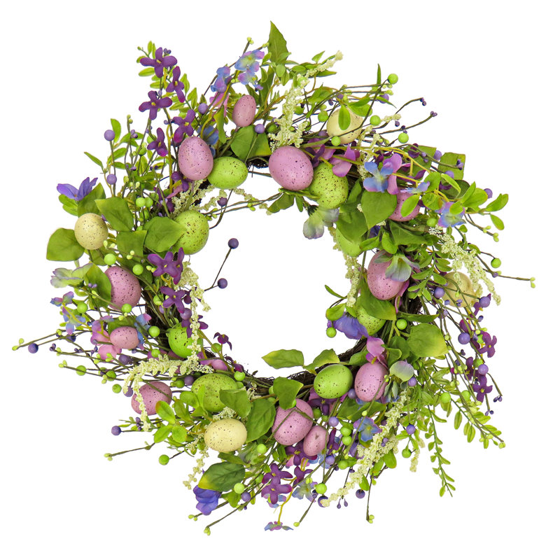 Couronne de fleurs en fleurs, Mauve / Vert