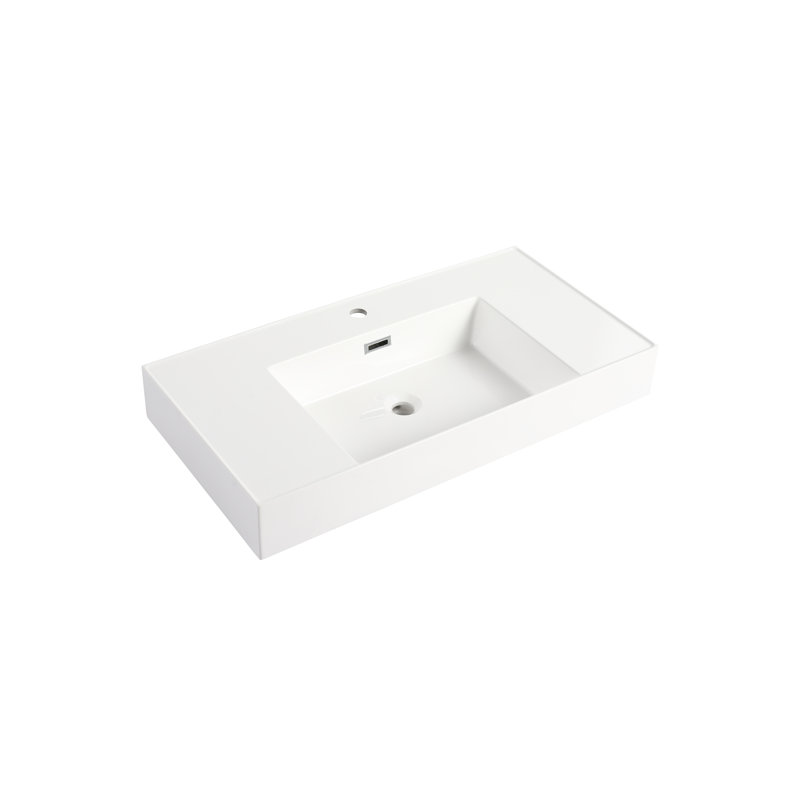 Lavabo 36 po en résine pour salle de bain, meuble-lavabo contemporain élégant