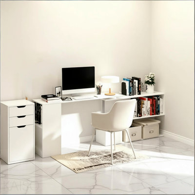 L-Shaped Desk, Home Office Desk, Rotating Corner Computer Desk(Only Desk)
