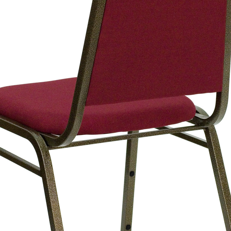 Burgundy Fabric and Gold Steel Stacking Banquet Chair