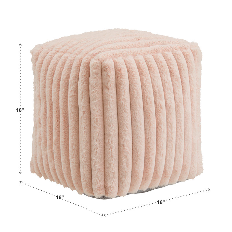 Repose-pieds Doniphan, Pink Solid Furry Fabric