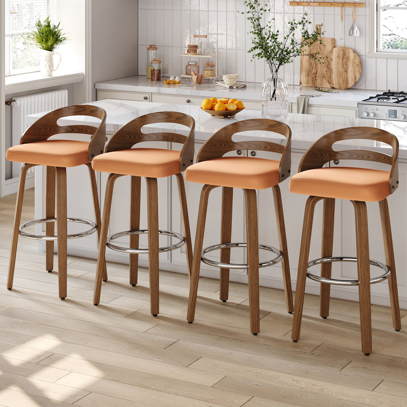 Tabourets de bar pivotants rembourrés Mahtab, Tabouret (assise à une hauteur de 30,31 po), Orange