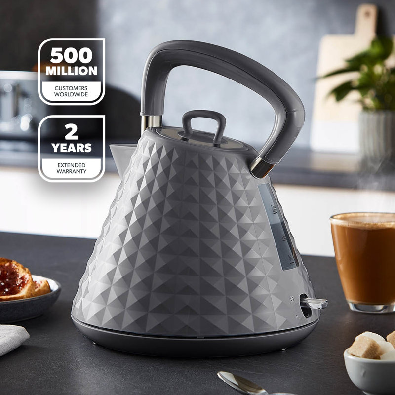 GEEPAS Argyle 1.5L Cordless Electric Kettle | Traditional Pyramid Kettle with 360° Rotational Base Strix Control Auto Shut Off & Boil Dry Sensor | Space Saving Cord Storage LED Indicator | 3000W