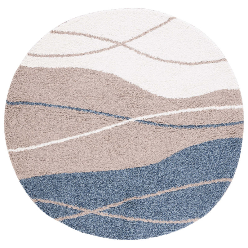 Tapis à poil long abstrait Cathyrn, Rectangle 8 pi x 10 pi