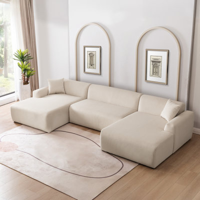 Makayela 3 - Piece U-Shape Corduroy Upholstered Corner Sectional