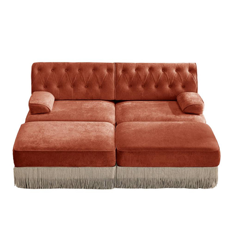Causeuse avec 2 repose-pieds (rouge-brun)