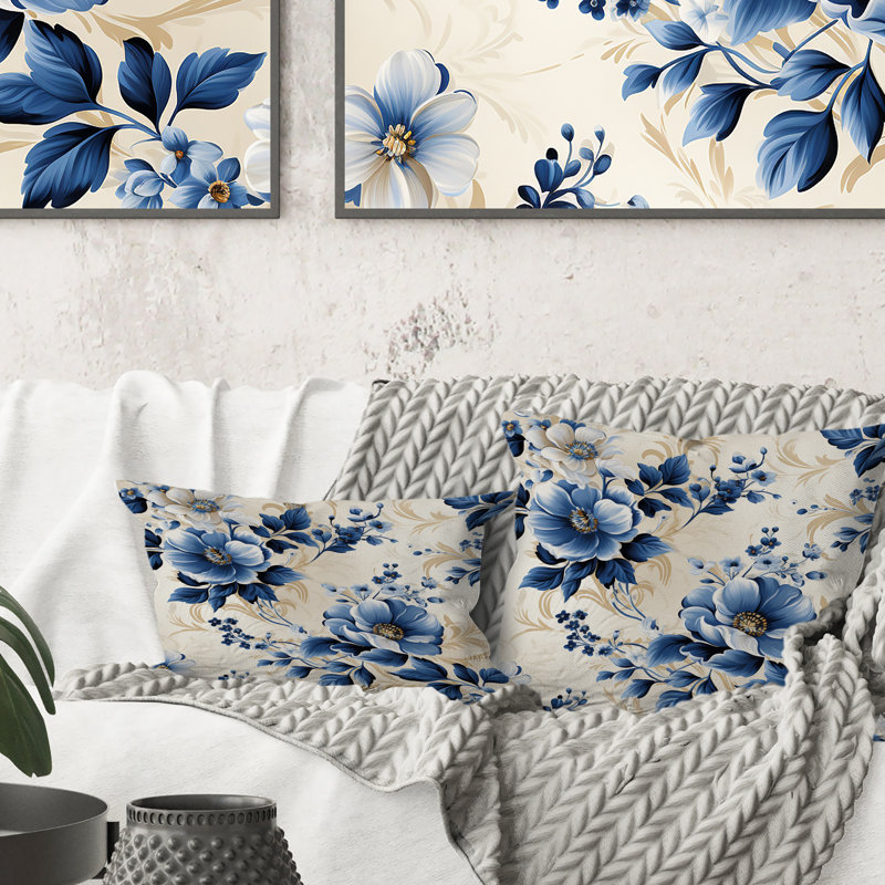 Coussin Cobalt Blue Cameo, H 18 po x l 18 po