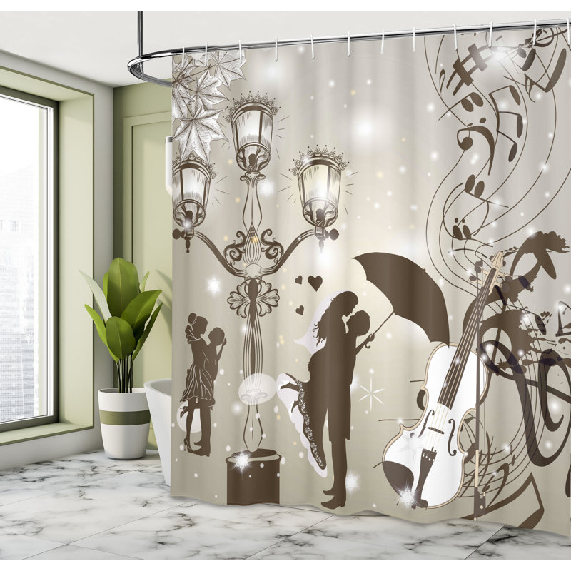 Ensemble de rideau de douche romantique + crochets, H 75 po x l 69 po