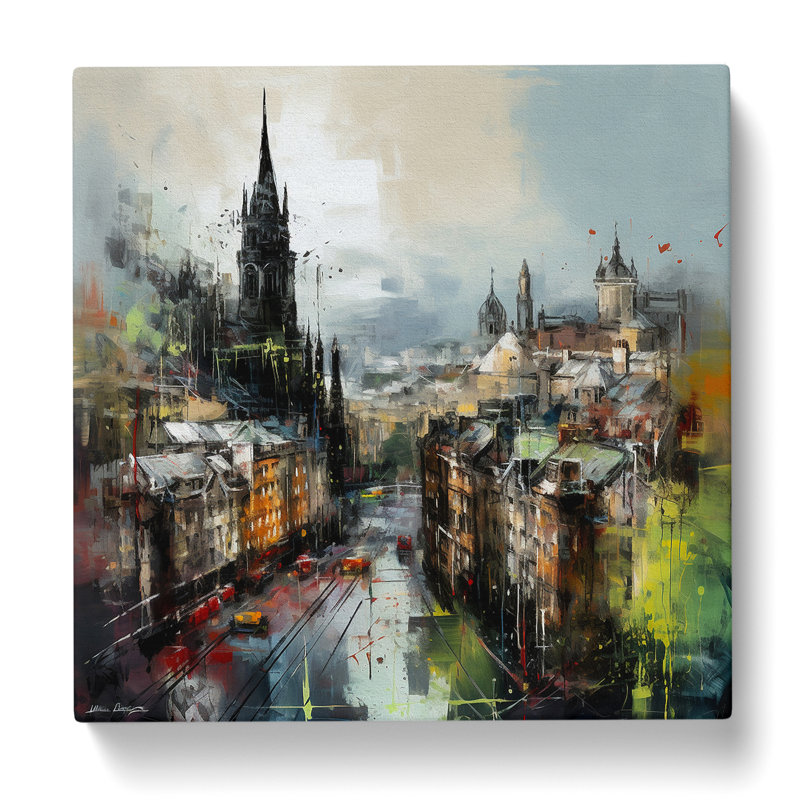 City Of Edinburgh Gestural No.1 - No Frame Print, 50cm H x 50cm W x 3cm D