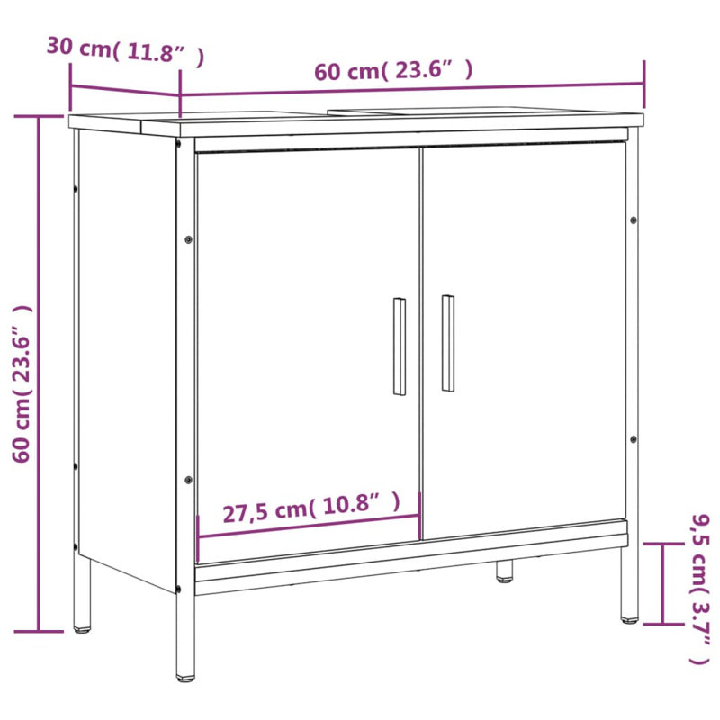 Halesowen 1524mm Single Bathroom Vanity with Basin, Sonoma Oak