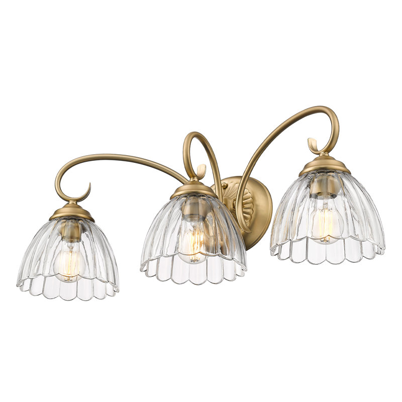 Marcinda 3-Light Vanity Light with Clear Glass, Brushed Champagne Bronze