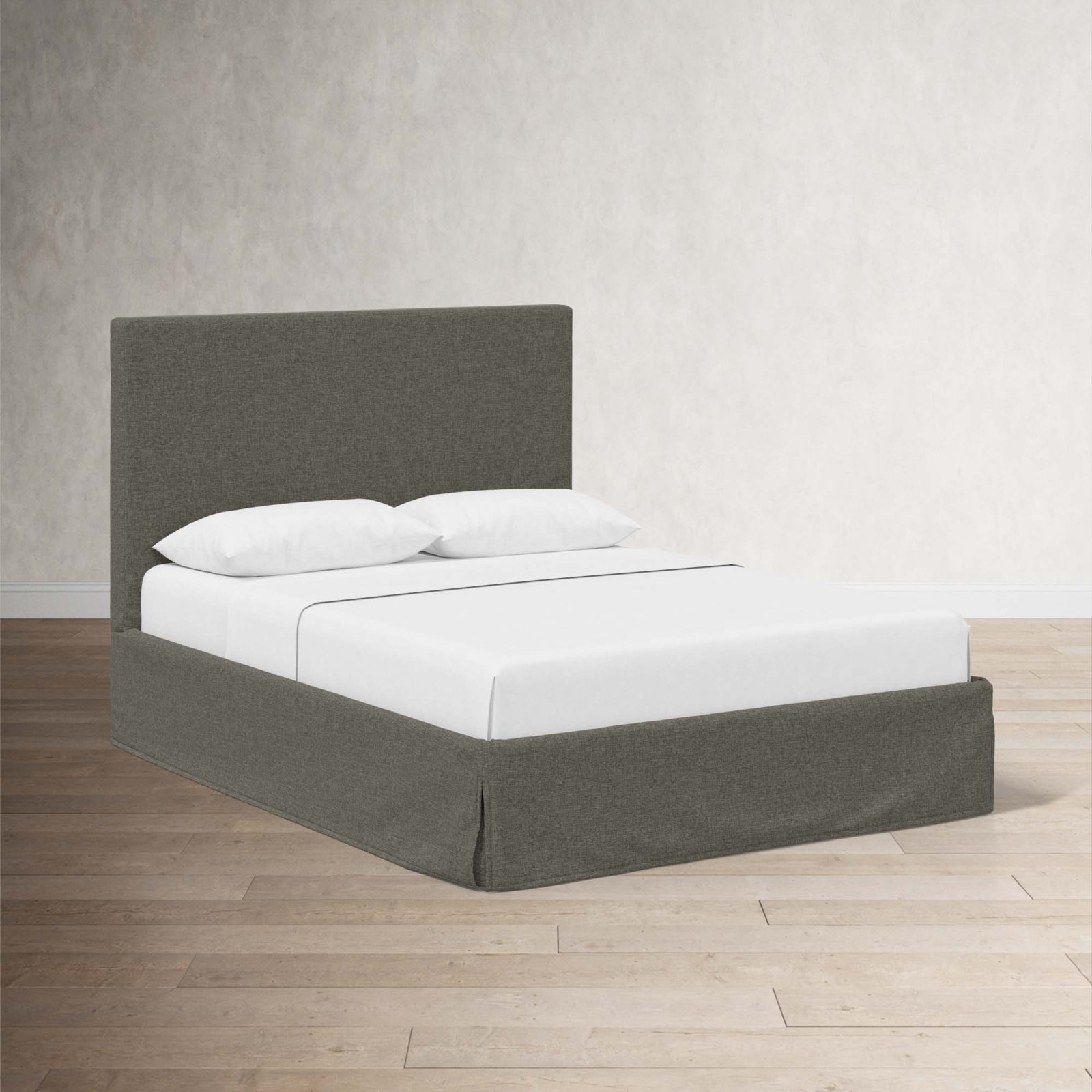 Verona Upholstered Slipcover Bed, Twin, Zuma Charcoal Textured Linen