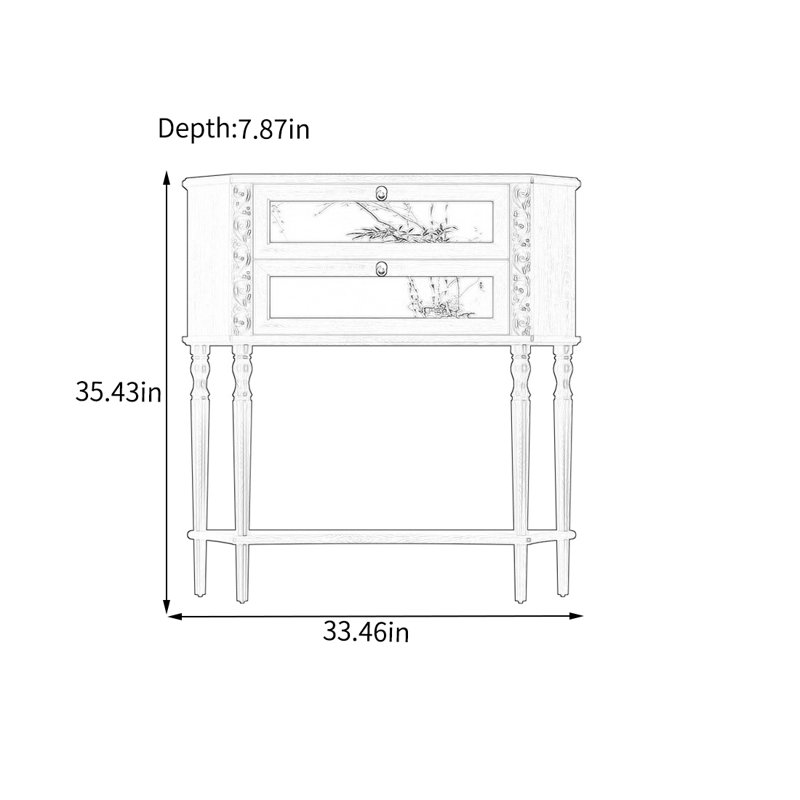 Walnut Frame Cabinet with Two Drawers