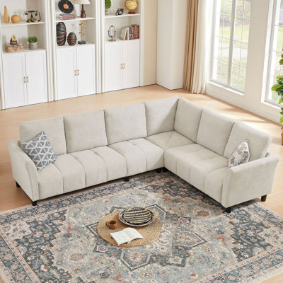 "102.56" Wide Reversible Sectional Sofa with Corner Lounge Seat by Ebern Designs