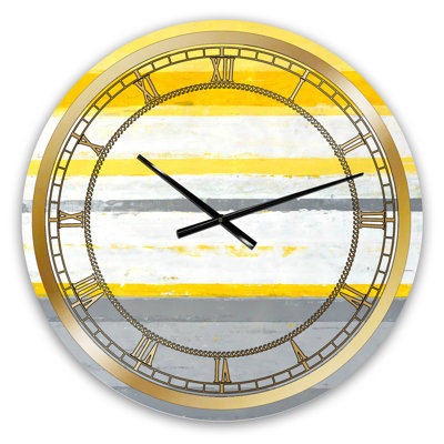 Horloge murale moderne grise et jaune et bleue XIII