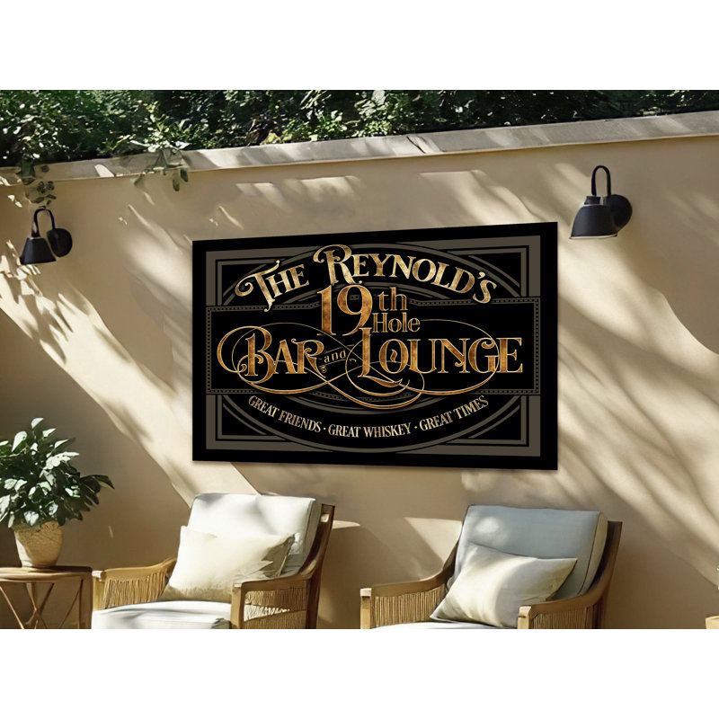 19Th Hole Sign Family Name Personalized On Metal, 12" H x 18" W x 0.04" D, Yes