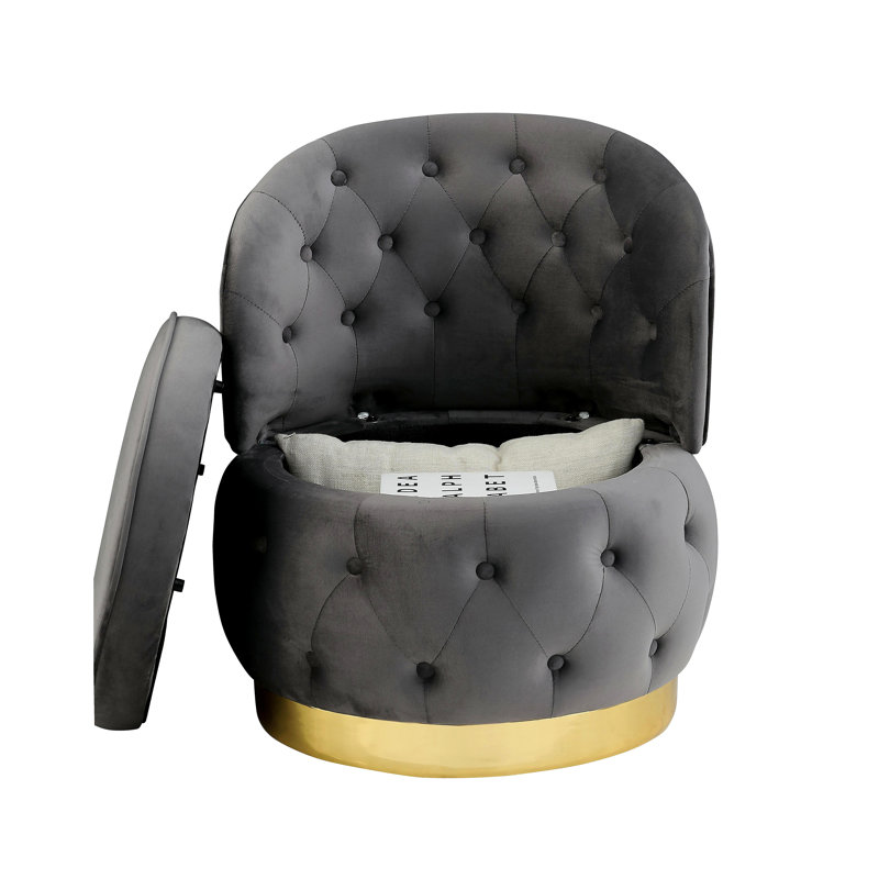 Chaise de rangement pivotante à 360 degrés, Gris