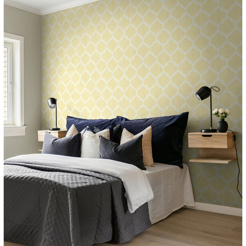 Papier peint Seabrook Designs Broderie Lattice, Banane