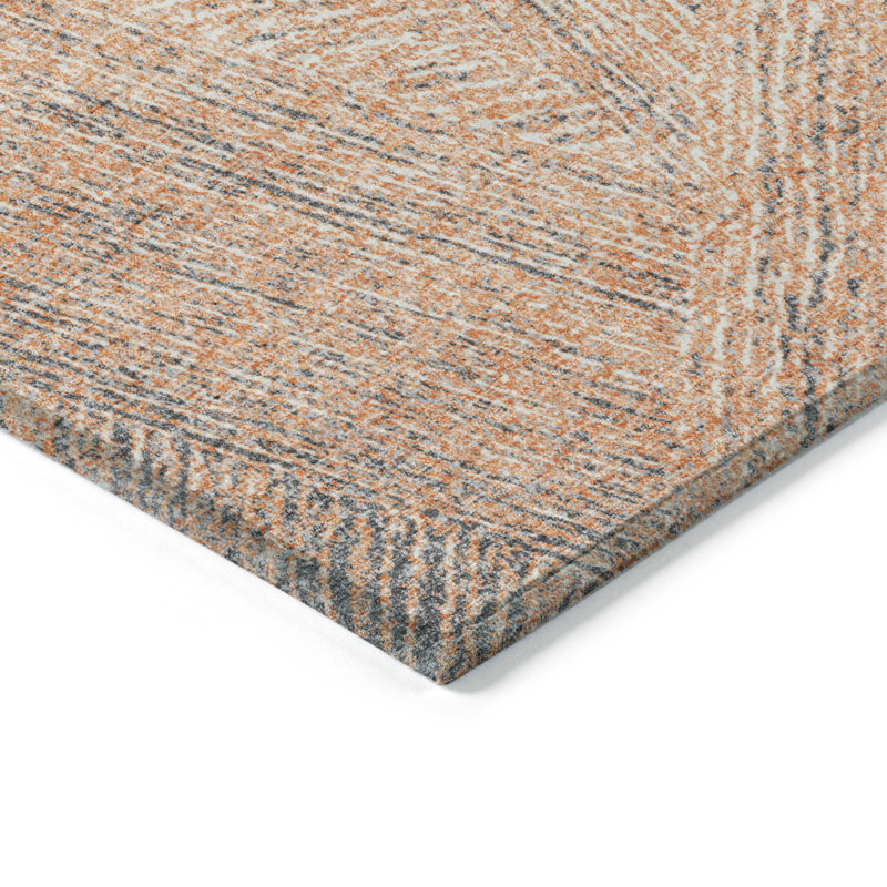 Tapis extérieur lavable abstrait 10 pi x 14 pi pêche