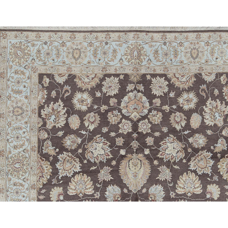 Wool Oriental Area Rug in Brown/Light Blue