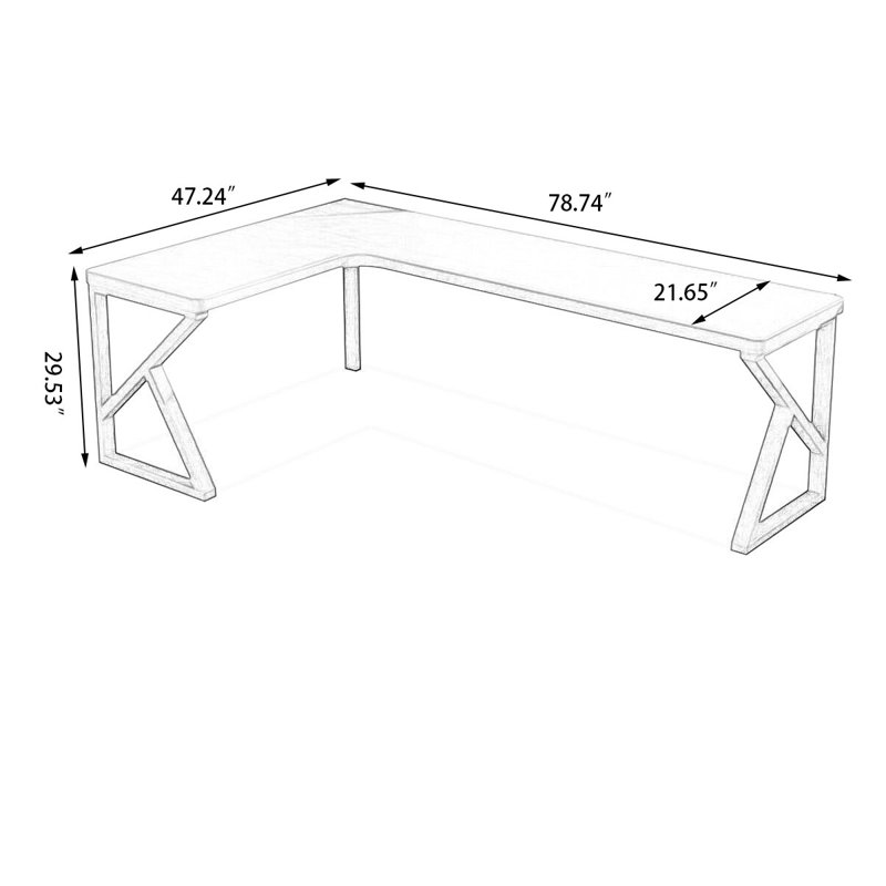  Walnut L-Shaped Solid Wood desks, 29.53" H x 78.74" W x 47.24" D, Left Hand Return