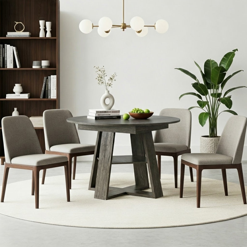 Table de salle à manger extensible moderne 43 "à 59" avec tablette de rangement et table de cuisine ovale pour 4 à 8 personnes Modern