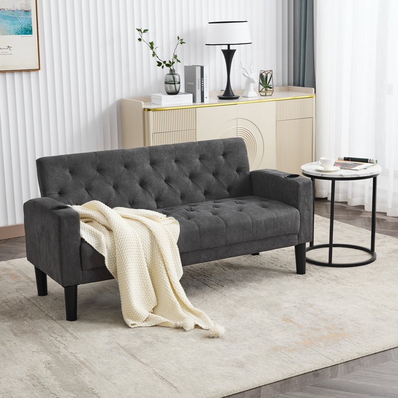 Borut Upholstered 62'' Loveseat, Dark Gray Polyester