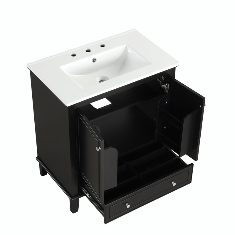 Meuble-lavabo simple 30 po avec plateau en céramique Aneas