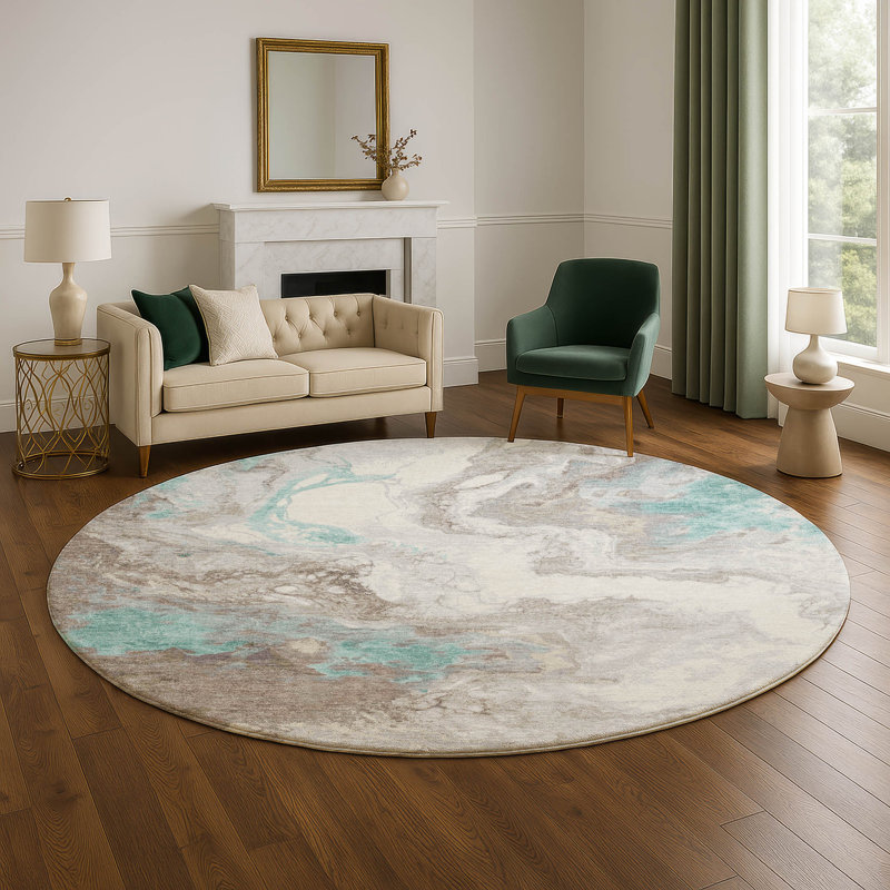 Premium Machine Washable Giacchetto AMF1841 Abstract Rug, Round 8'