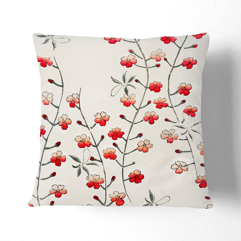 Floral Square Throw Cushion, 40cm H x 40cm W x 15cm D, White