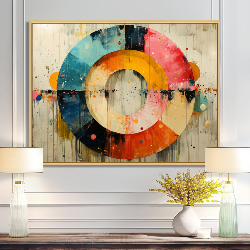 Abstrait, labyrinthe prismatique de vinyle, musique III - musique, décoration murale, H 30 po x l 40 po, Cadre flottant, Brun