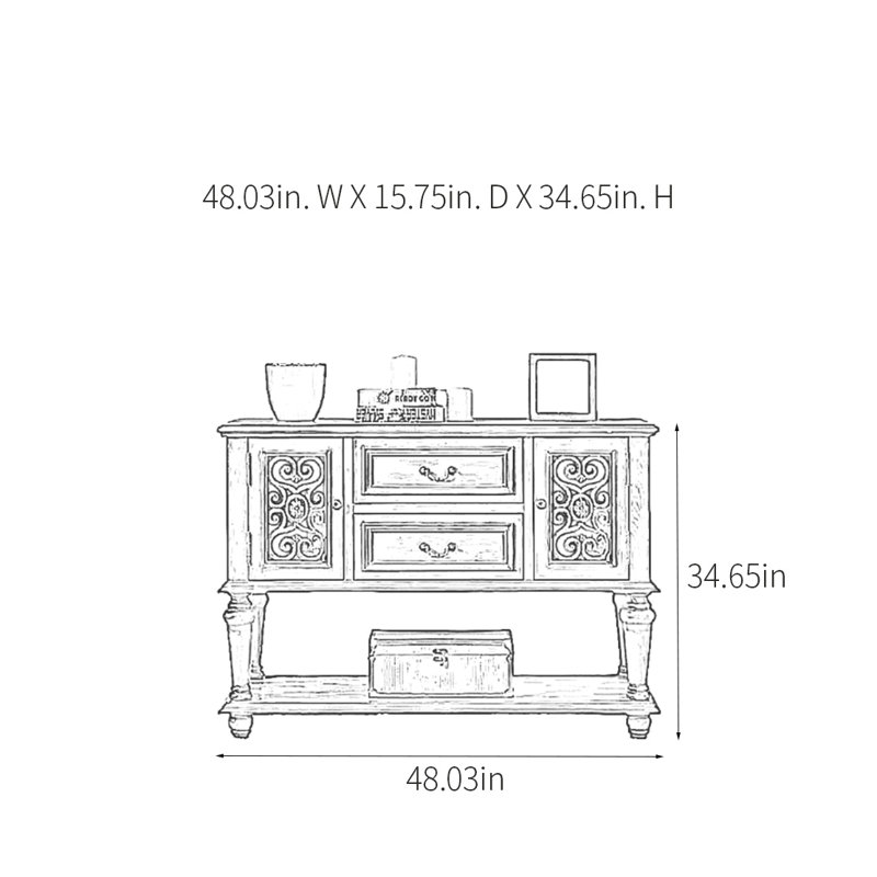 American Retro Multifunctional Console Table, Brown