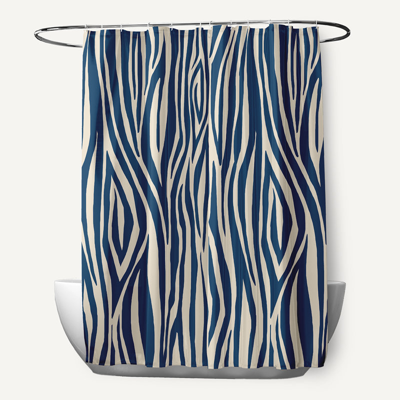 Rideau de douche simple à plancher en bois Akheelesh, Bleu marine