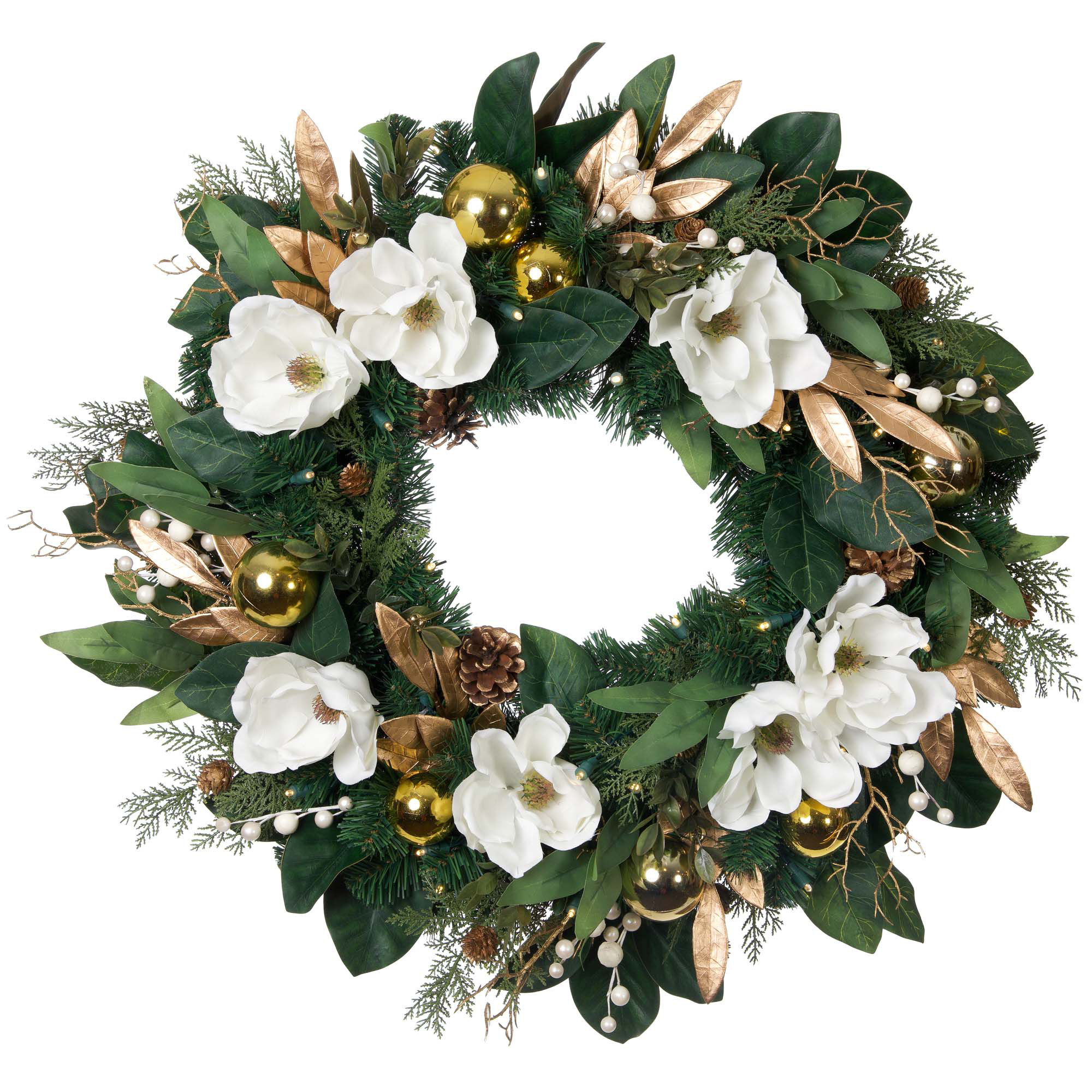 The Holiday Aisle® Jadriel Faux Lighted 30'' Wreath | Wayfair