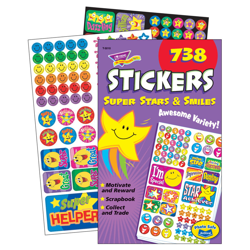 Autocollant «Super Stars and Smiles», H 9,5 po x l 5,75 po x p 0,13 po