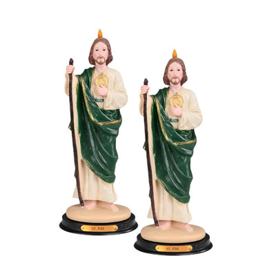 "Ensemble de 2 pièces" ICE ARMOUR 12 "H Saint Jude Figurine Figurine Statue Ornement Décoration Maison / Chambre et Idées de cadeaux parfaits pour le réchauffement de la maison, les Fêtes et les Anniversaires