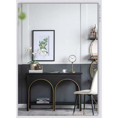 Console 47,2 x 15,7 x 31,9 po en bois noir avec accents dorés
