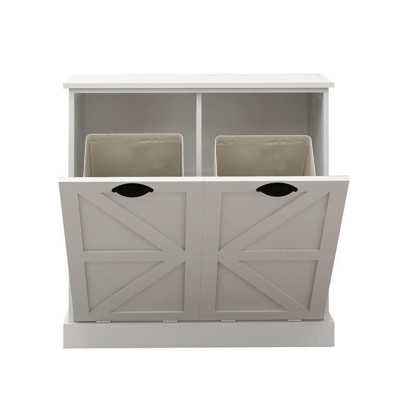 Armoire de trieur de linge à deux compartiments inclinable - blanc