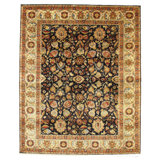 Tabriz Wool Oriental Area Rug in Black/Brown/Ivori