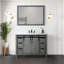 Meuble-lavabo gris cendre l 48 po x P 22 po, comptoir en quartz blanc, ensemble de robinets et miroir de 44 po