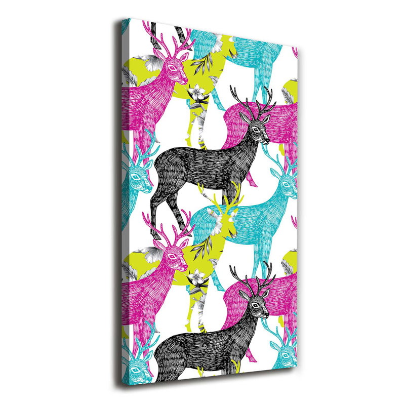 Colourful Deer - Wrapped Canvas Print