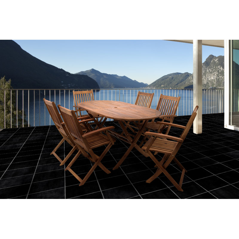 Pistache 6 - Person Acacia Patio Dining Set with Oval Table