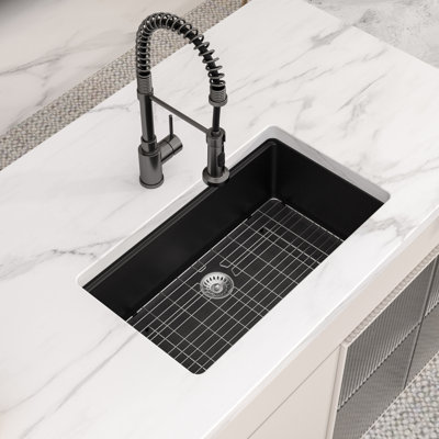 Quartz Classic 33" x 19" x 9.65" Undermount Large Single Bowl Workstation Kitchen Sink with Accessories