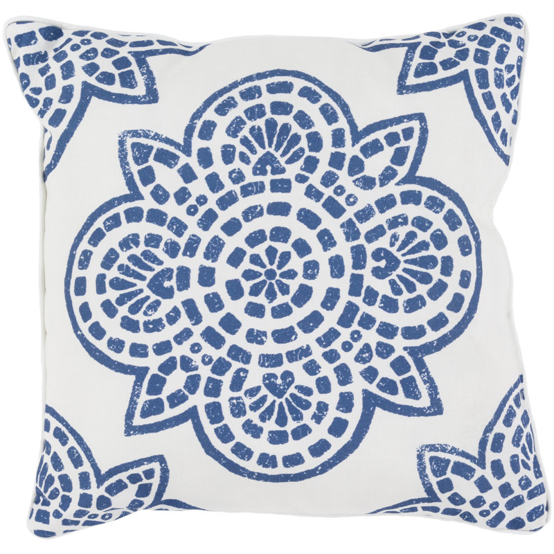 Ayjay Geometric Outdoor Throw Pillow, 16" H x 16" W, Black
